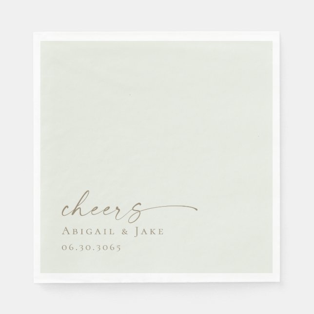 Personalised Wedding Light Sage Luncheon Napkins (Front)