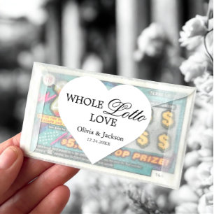 Personalised Wedding Lottery Ticket Couple Name Heart Sticker