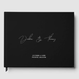 Personalised Wedding Modern Minimalist Black White Guest Book