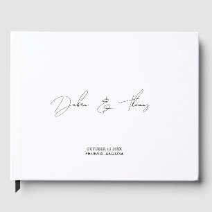 Personalised Wedding Modern Minimalist Black White Guest Book