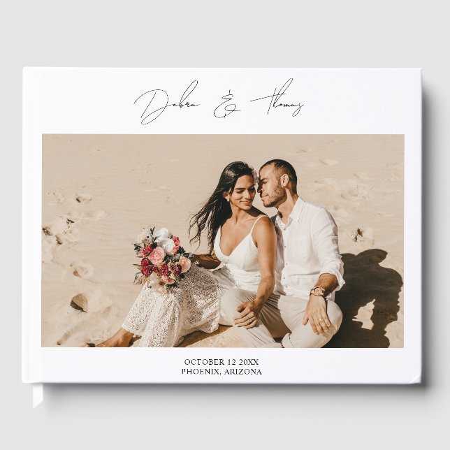 Personalised Wedding Modern Minimalist Photo Guest Book (Front)