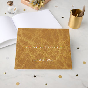 Personalised Wedding Monogram Faux Leather Camel Guest Book