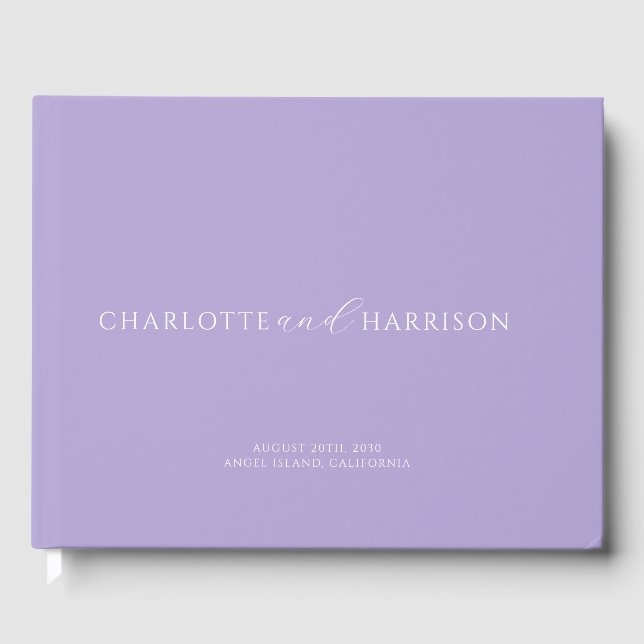 Personalised Wedding Monogram Lavender Guest Book (Front)