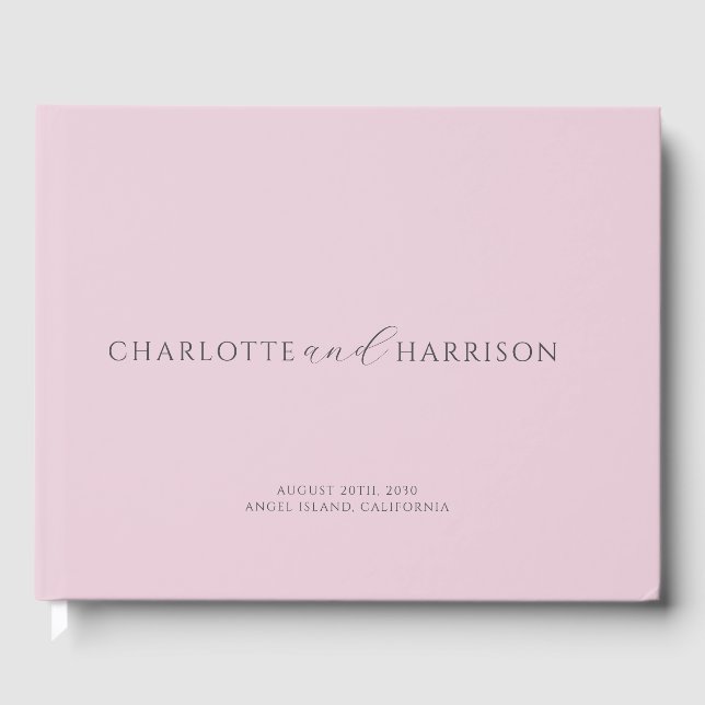 Personalised Wedding Monogram Pink Guest Book (Front)