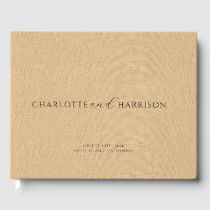 Personalised Wedding Monogram Tan Faux Linen Guest Book
