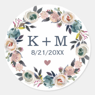 Personalised Wedding Monogram Thank You Guest Gift Classic Round Sticker