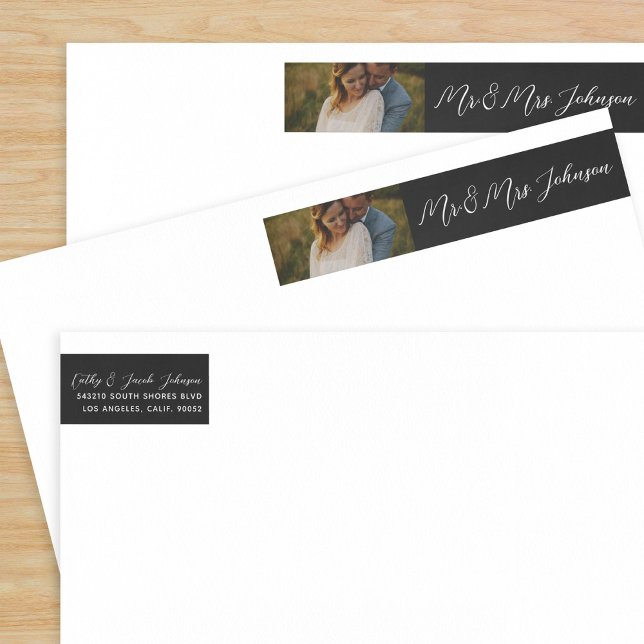 Personalised Wedding Mr. and Mrs. Newlyweds Photo Wrap Around Label (Creator Uploaded)