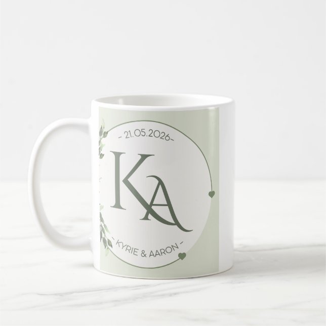 Personalised Wedding Mug  KA Initials & Date   (Left)