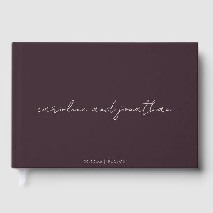 Personalised Wedding Name Dark Plum Elegant Guest Book