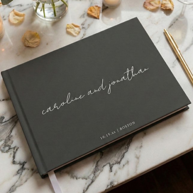 Personalised Wedding Name Elegant Black Script Guest Book (Creator Uploaded)