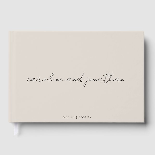 Personalised Wedding Name Ivory Cream Elegant Guest Book (Front)