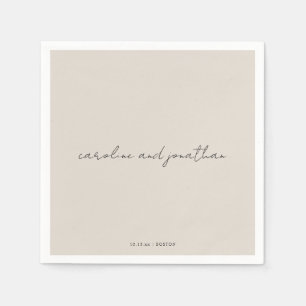 Personalised Wedding Name Ivory Cream Elegant Napkin