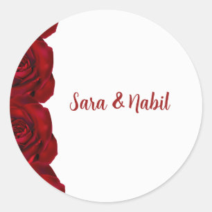 Personalised Wedding Name Stickers Red roses