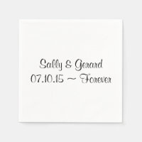 Personalised Wedding Napkin White Back Black Text