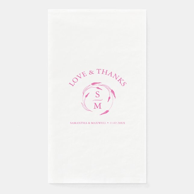 Personalised Wedding Napkins Monogrammed Initials (Front)