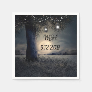 Personalised Wedding Napkins Moonlight and Lantern