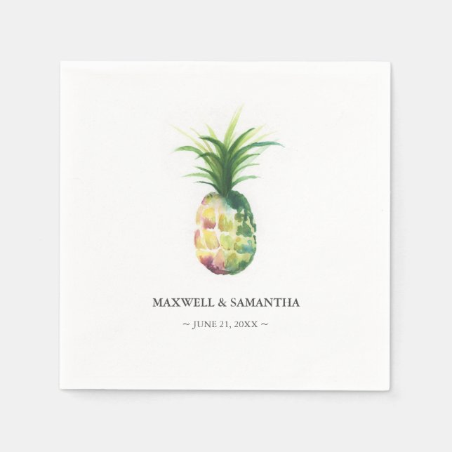 Personalised Wedding Napkins Tropical Pineapple (Front)