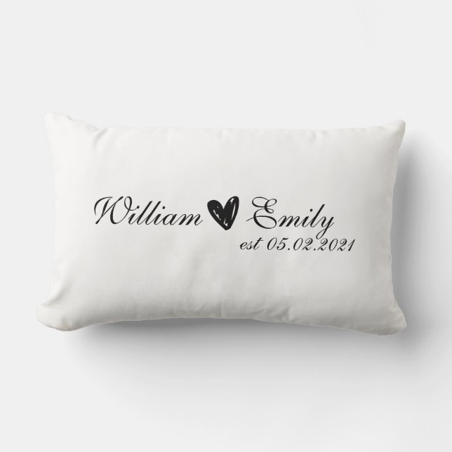 Personalised Wedding Newlywed Gift Lumbar Cushion (Front)