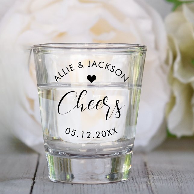 Personalised Wedding Party Favours Cheers Shot Glass (Creator Uploaded)