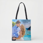 Personalised Wedding Photo and Date Tote Bag<br><div class="desc">Personalise this tote bag with your wedding photo and date,  or any photo and text you choose.  Text,  font,  font size,  colour and placement are completely customisable,  so make it your own.</div>