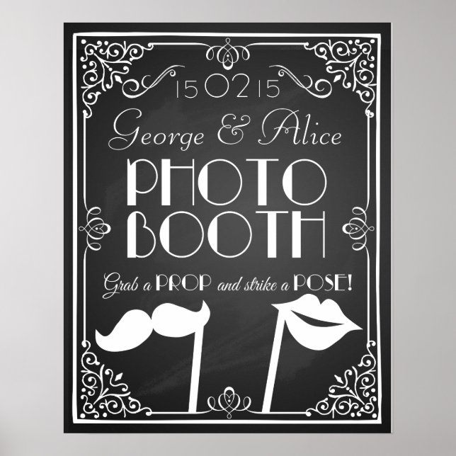 Personalised wedding  photo booth sign chalkboard (Front)