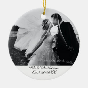 Personalised Wedding Photo Christmas Ceramic Ornament