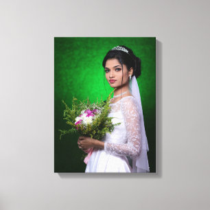 Personalised Wedding Photo Collage Elegant Framed Canvas Print