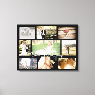 Personalised Wedding Photo Collage Wall Art Black