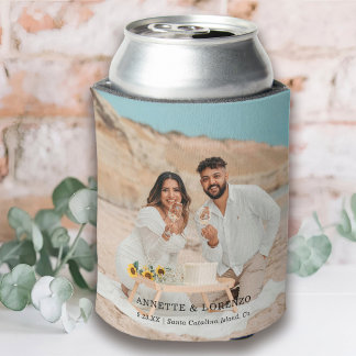 Personalised Wedding Photo | Couple Names & Date Can Cooler