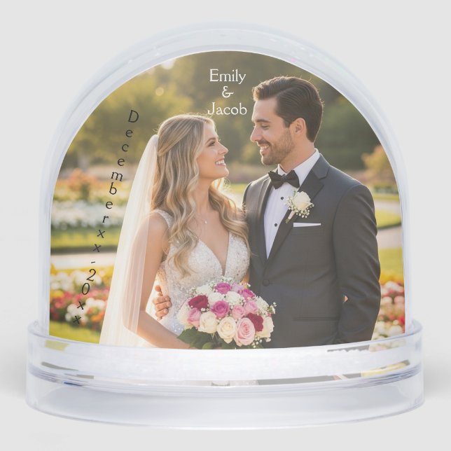 Personalised Wedding Photo & Date  Snowglobe (Front)