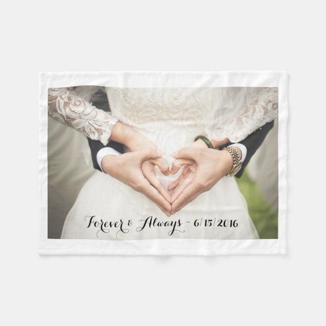Personalised Wedding Photo Forever & Always Fleece Blanket (Front (Horizontal))