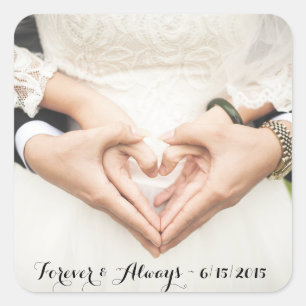 Personalised Wedding Photo Forever & Always Square Sticker