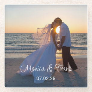 Personalised Wedding Photo Glass Coaster