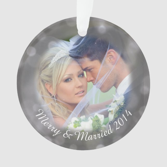 Personalised Wedding Photo Holiday Ornament (Front)