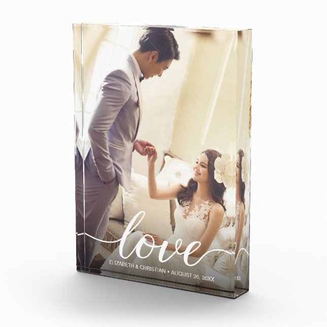 Personalised Wedding Photo Keepsake Love script Block (Right)