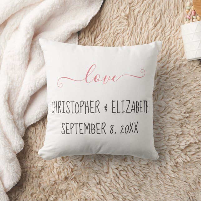 Personalised Wedding Photo Love Names & Date Gift Cushion (Blanket)