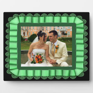 Personalised Wedding Photo Mint Lace Ribbon Frame