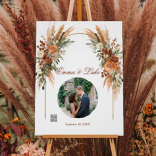Personalised Wedding Photo QR Code Sign Rustic