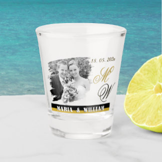 Personalised Wedding Photo Shot Glass, Anniversary Glass