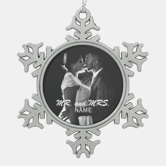 Personalised Wedding Photo Snowflake Ornament (Front)