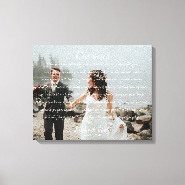 Personalised Wedding Photo & Vows Canvas Print (Front)