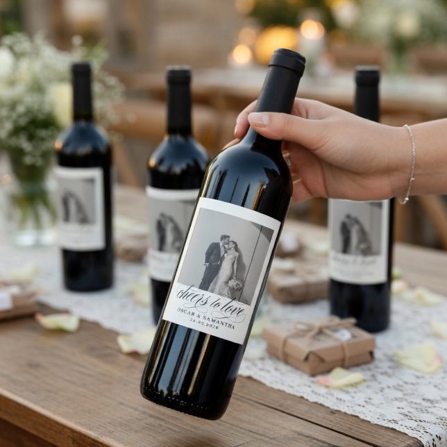 Personalised Wedding Photo Wine Label Minimalist (Creator Uploaded)