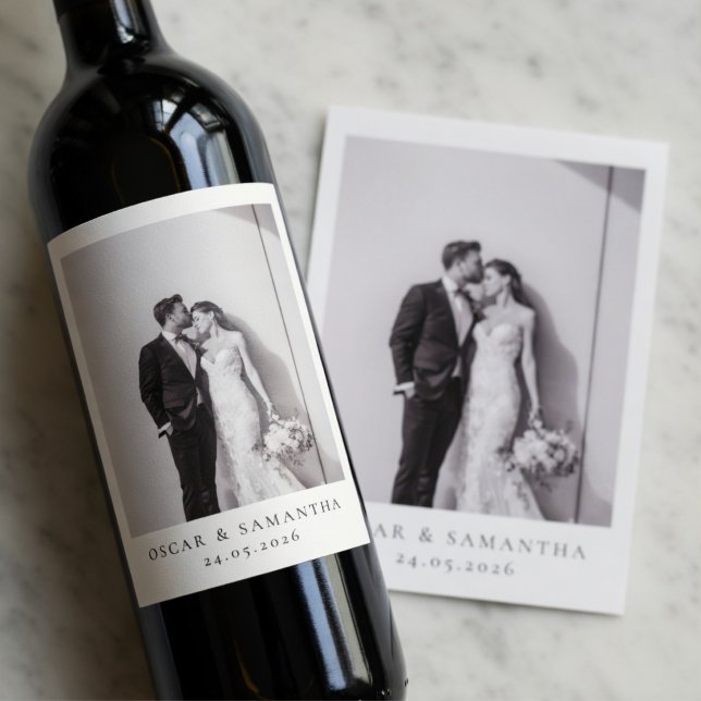Personalised Wedding Photo Wine Label Minimalist  (Creator Uploaded)