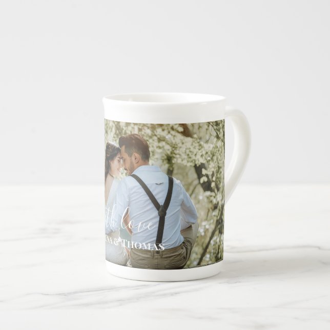 Personalised Wedding Photo With Modern Bone China Mug (Front Right)