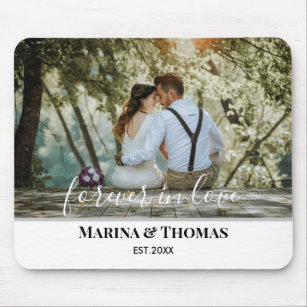 Personalised Wedding Photo With Modern Calligraphy Mouse Pad