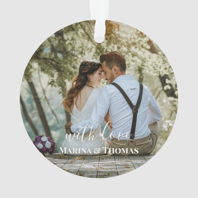 Personalised Wedding Photo With Modern Calligraphy Ornament (Back)