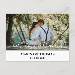 Personalised Wedding Photo With Modern Calligraphy Postcard
