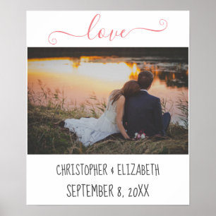 Personalised Wedding Photo with Names and Date  Poster