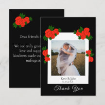 Personalised Wedding Photo with Red Roses Black