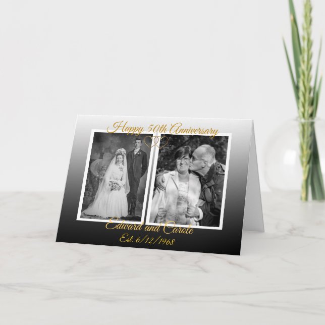 Personalised Wedding Photos 50th Anniversary Card (Front)